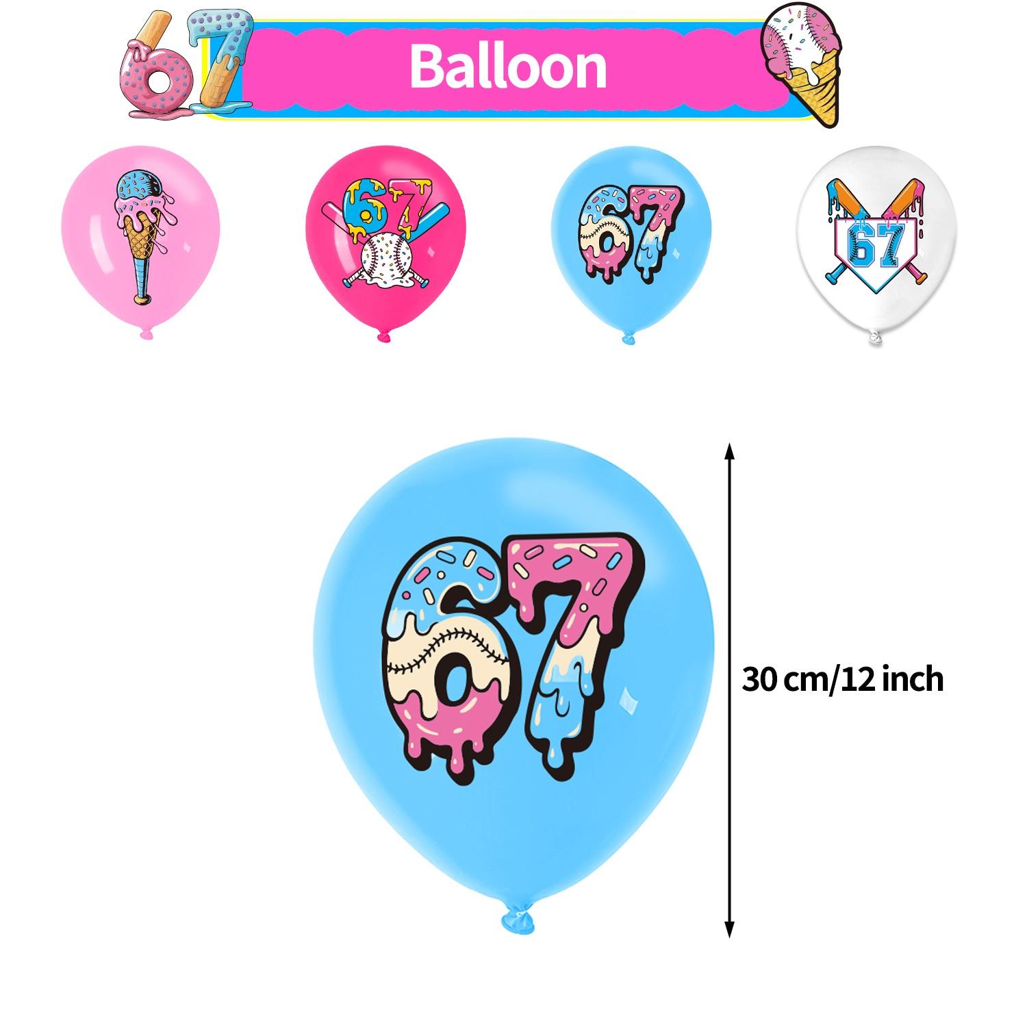 42-Piece Baseball Ice Cream Theme Birthday Party Decoration Set, Includes Banner, Cake Topper, Balloons, Backdrop, Invitation Cards