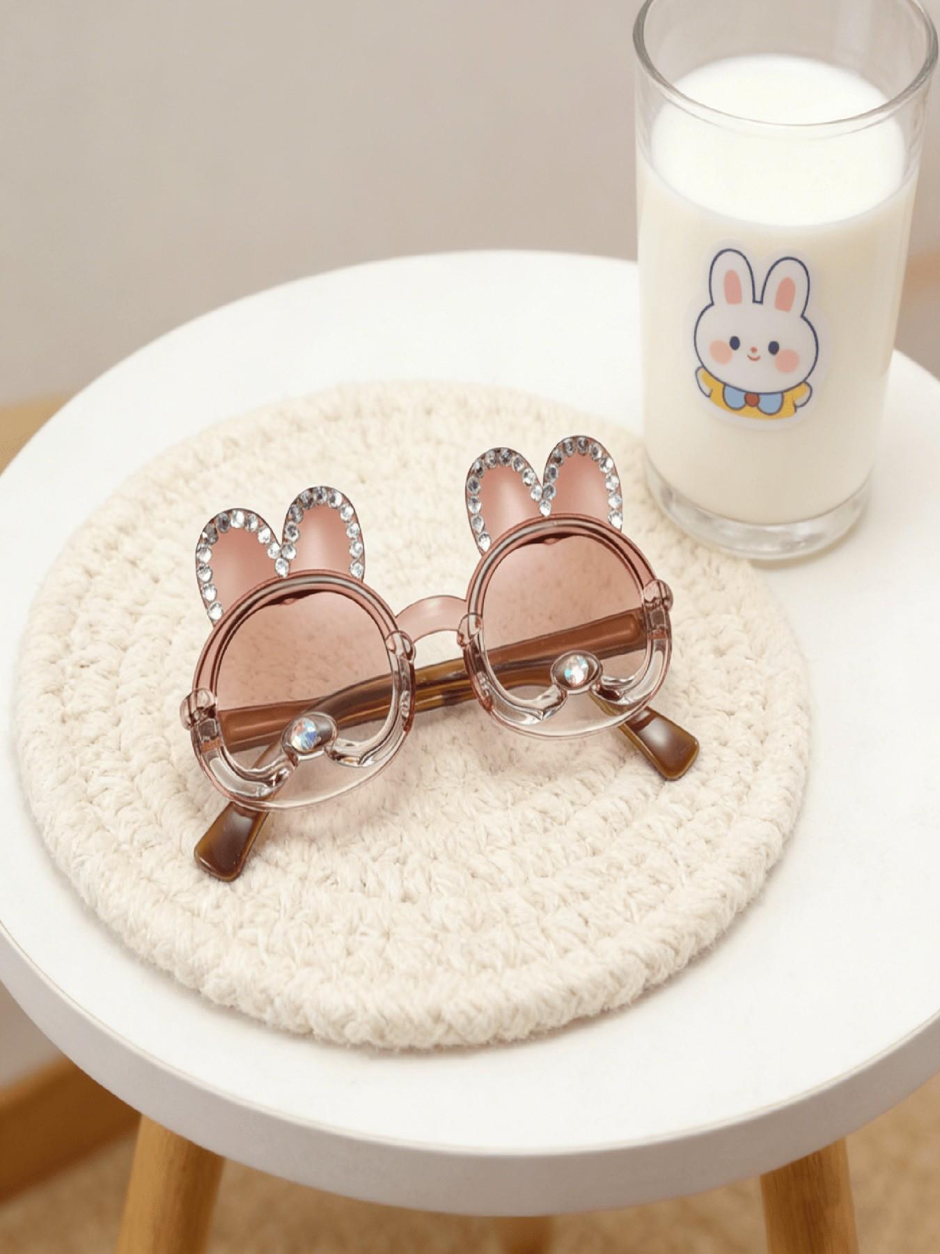 Cute Rabbit Rhinestone Sunglasses, Bow Heart Frame, Gradient Lens, Fashion Casual, Beach Wear, Multiple Colors Available