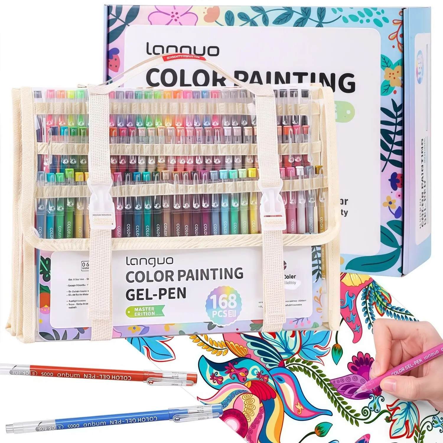 Languo Drawing Pen Set, 45-252 Pcs Combo, Neutral Color Markers, Student Highlighter, Art Painting Anime Comic Pens, Stackable, Heart Pattern Watercolor Pens, Back-To-School Essential