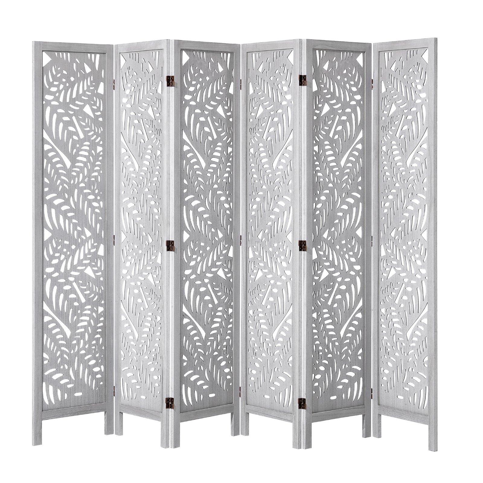 VEVOR Wood Room Divider - 6-Panel Carved Folding Privacy Screen, 66.9 in Tall Indoor Partition with Wood Panel Wall, Rectangular Form, Portable Setup for Home, Office