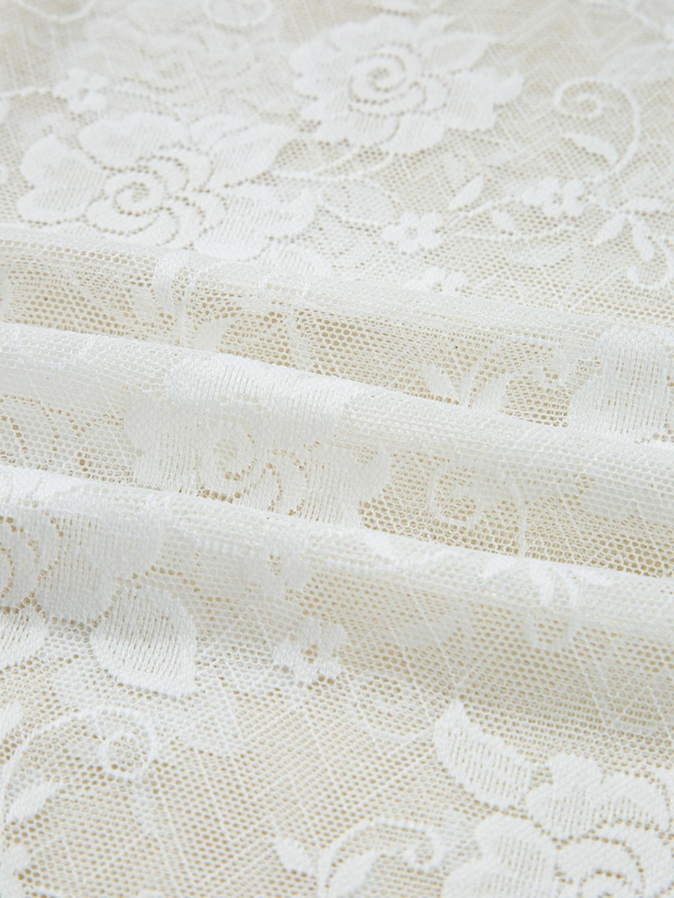 Hotapei Spring Autumn Floral Lace Mesh Halter Neck Long Sleeve Top, Elegant Women's Blouse, Breathable & Stylish Design