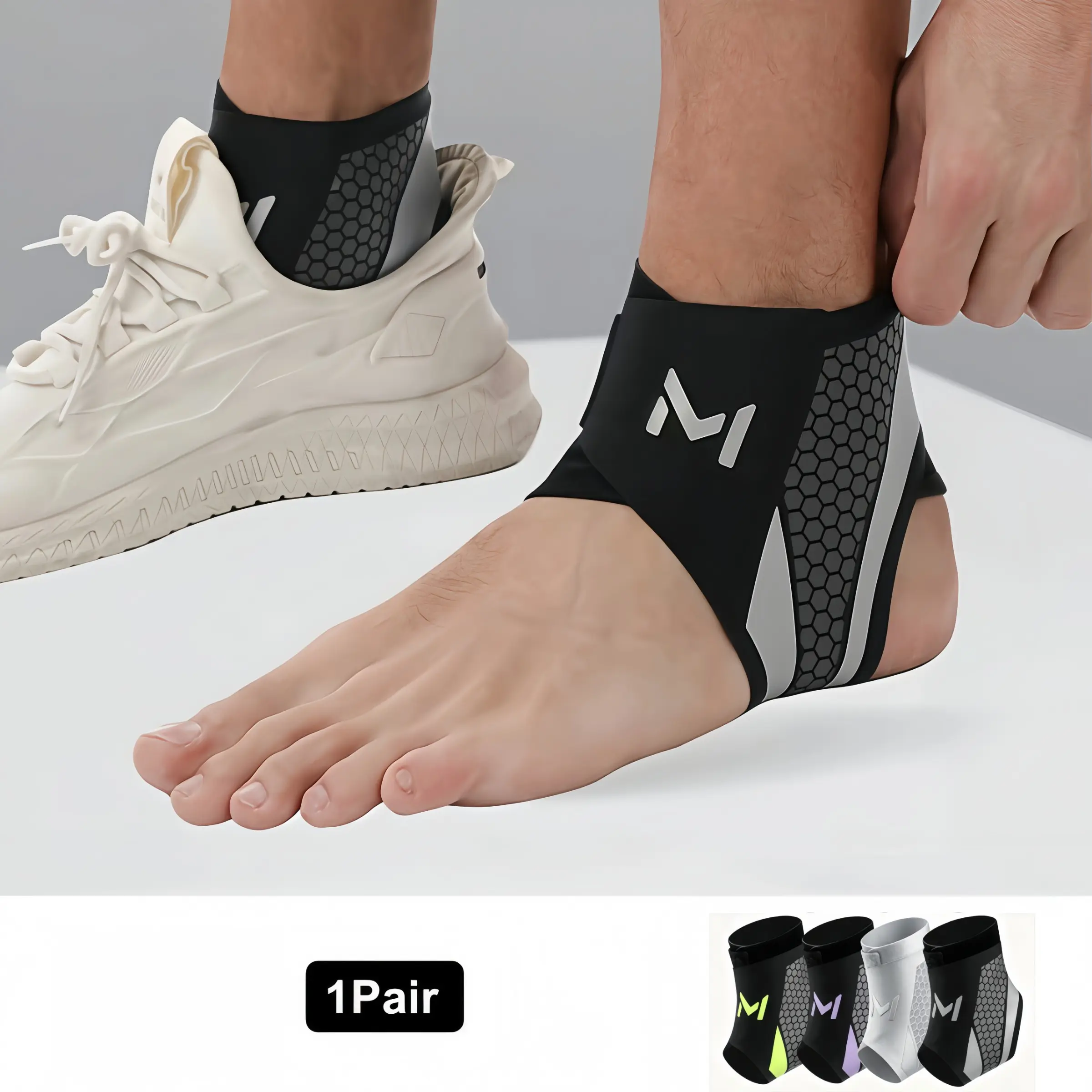 2-Pack Ankle Brace for Men & Women, Adjustable Lace up Ankles Sock, Ankle Wrap, Basketball Ankle Stabilizer with Straps, Orthopedic Compression Sleeve for Plantar Fasciitis Relief, Tendonitis, Sprained