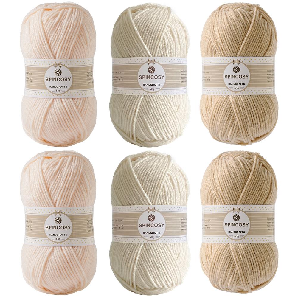 6-Pack Multicolor Acrylic Yarn, 50g Per Ball, Soft and Skin-Friendly, Ideal for Knitting Summer Clothes and Hats, DIY Gifts, Outdoor Activities
