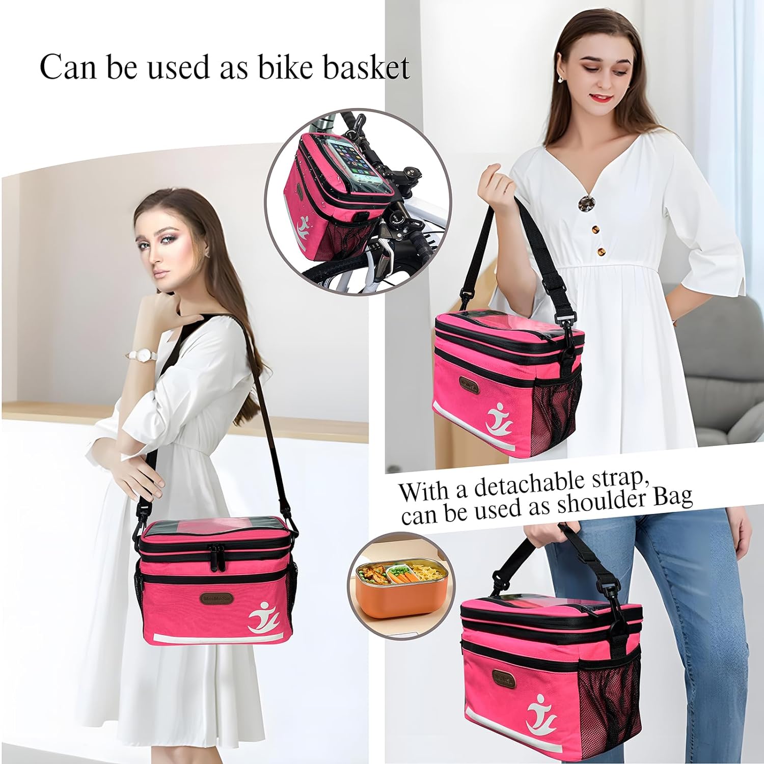 Bike Handlebar Bag Bike Basket Front Bag Waterproof with Touch Screen Phone Holder, Bike Phone Bags Bicycle Basket Insulated Cooler Lunch Bag Suitable for Cycling, Outdoor with Bento, Snacks, Ice Water Bike Handlebar Bag Bike Basket Front Bag Waterproof with Touch Screen Phone Holder, Bike Phone Bags Bicycle Basket Insulated Cooler Lunch Bag Suitable for Cycling, Outdoor with Bento, Snacks, Ice Water
