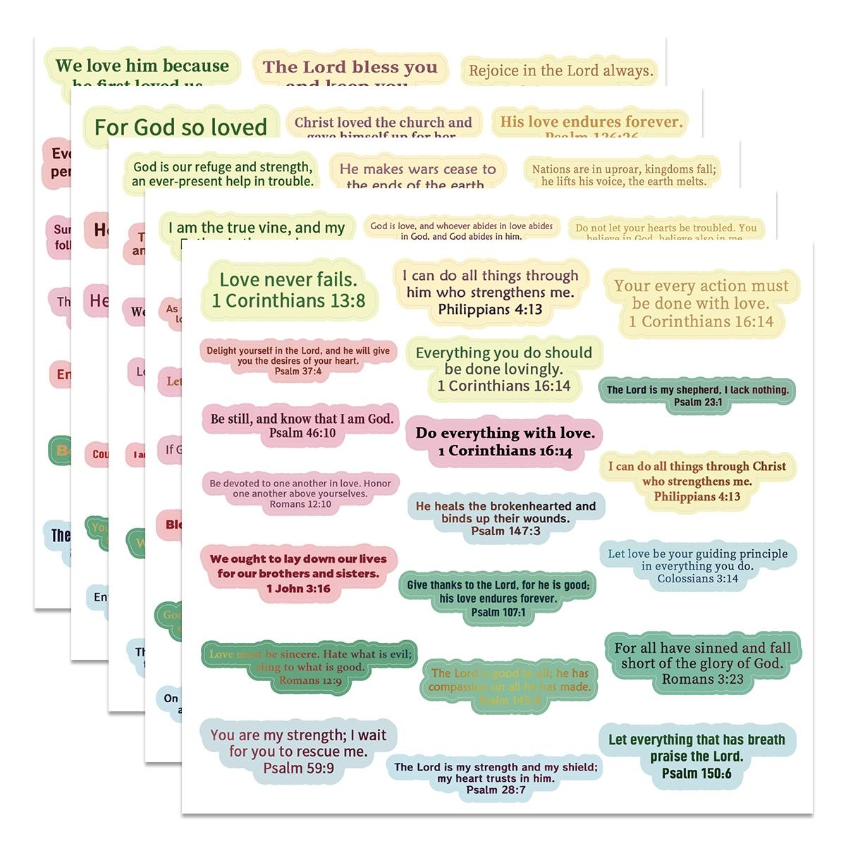 100 Bible Verse Stickers, Inspirational Faith Decals, Christian Stamp Stickers, Gift Tags, Spice Cup Bottle Decor, Scrapbook Paper Pads, Art Stickers