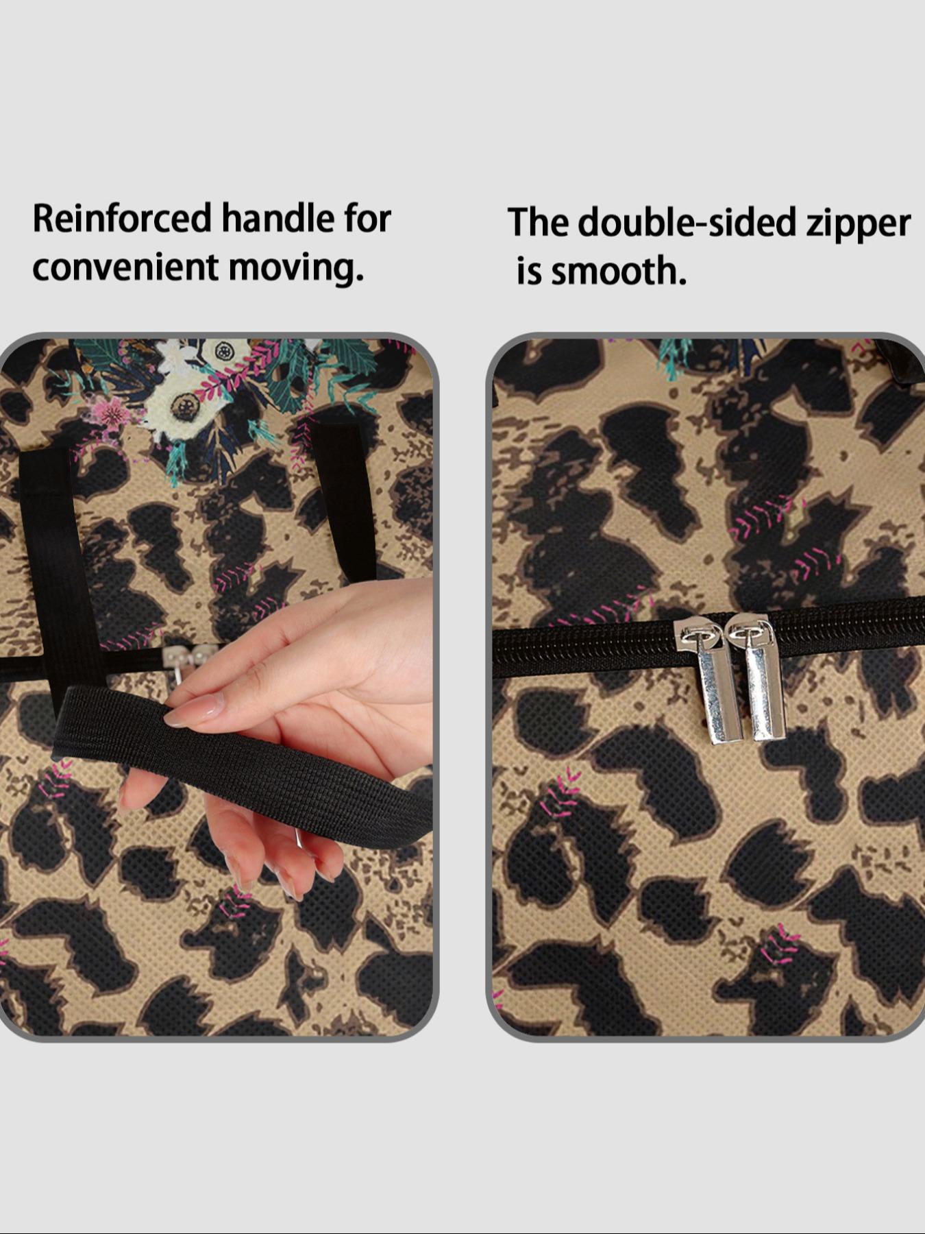 Tiger Pattern Storage Box, Fabric Storage Organizer, Space-Saving Large Handheld Organizer, Ideal for Moving, Travel, Camping, Dormitory, Bedroom, Quilts