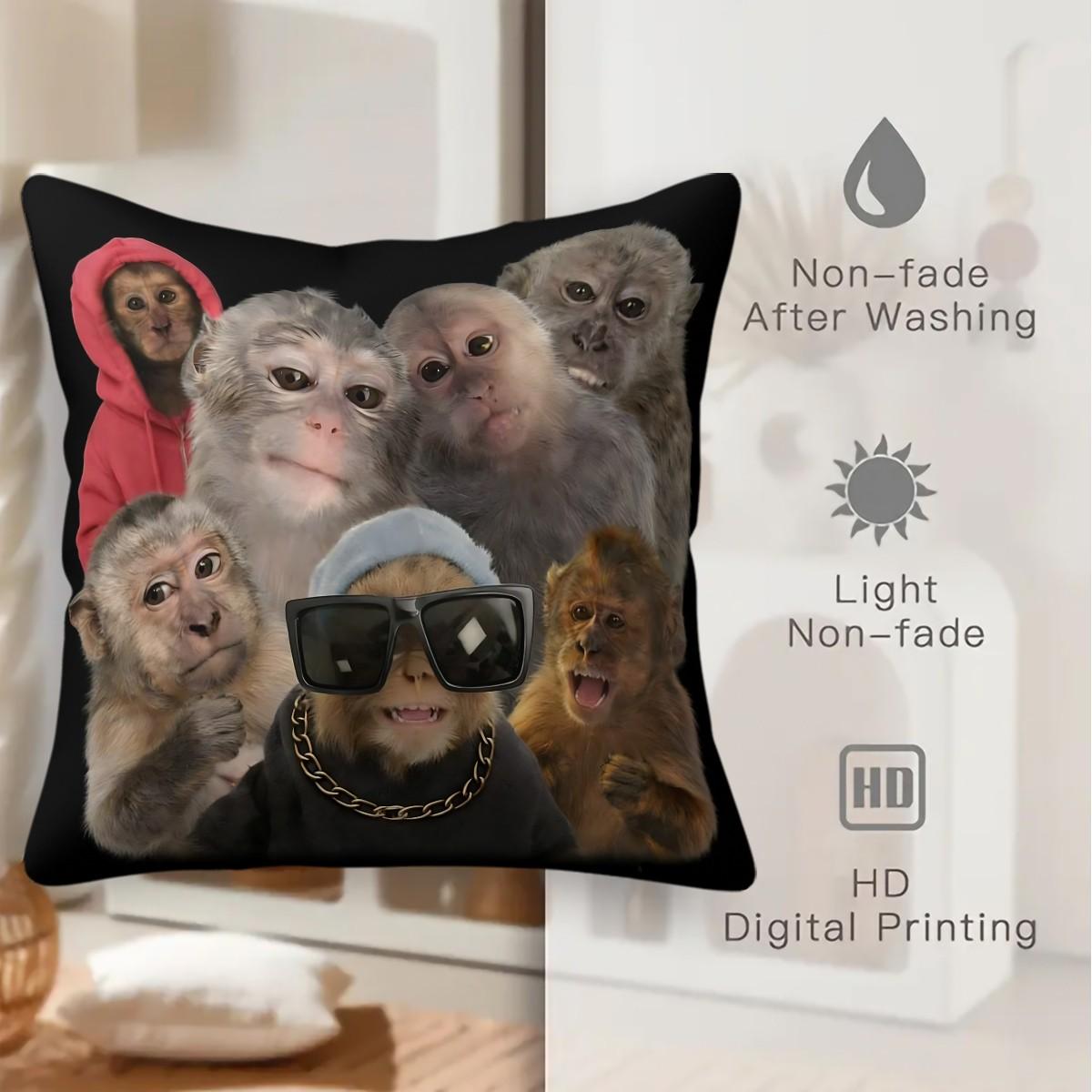 Trending Monkey Throw Pillow, Warm and Whimsical Fun Home Decor Checkered Accent Pillow, for Sofa Pillowcases and Bedding Home Decor Cushion