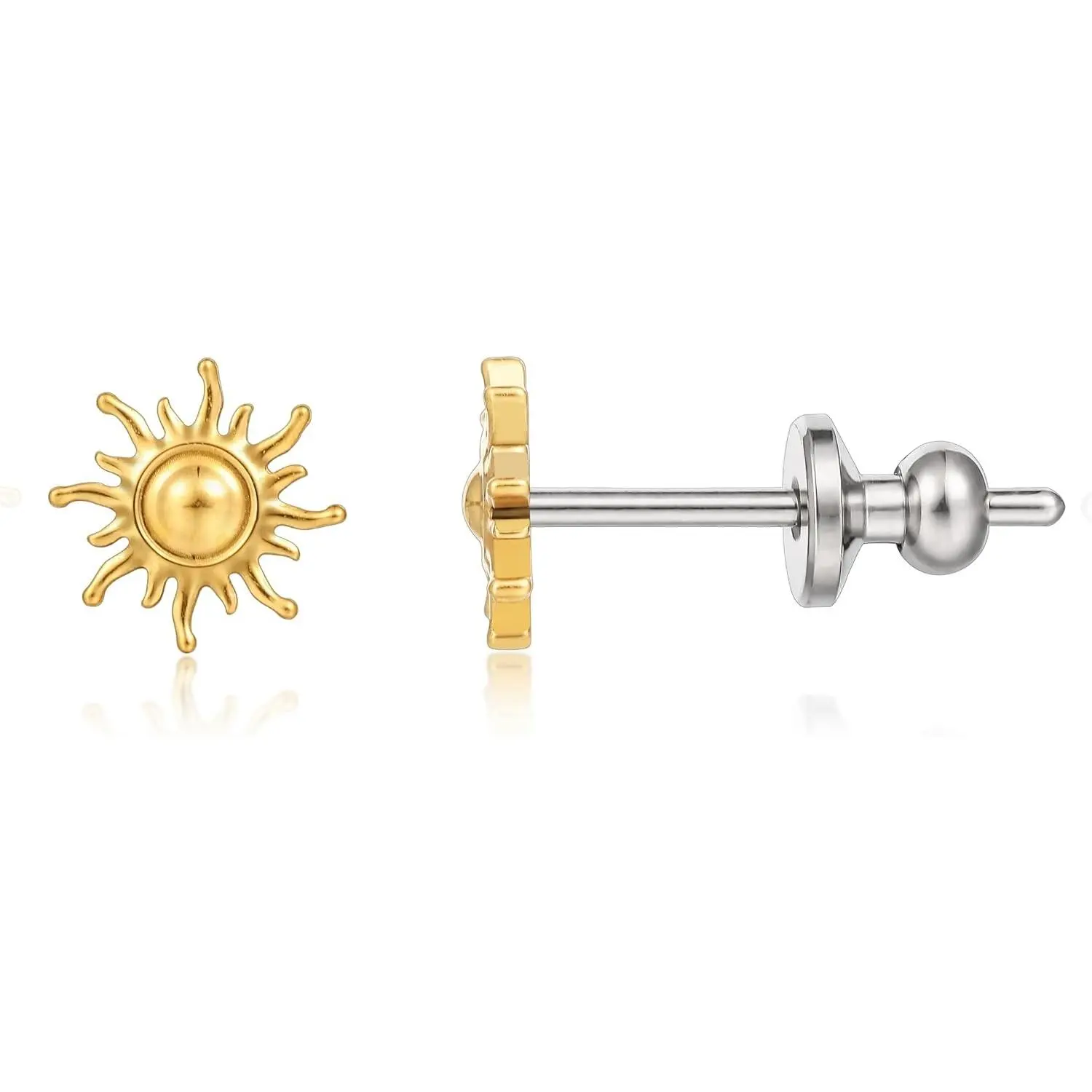 Implant Grade F136 Pure Titanium Stud Earrings for Women Sensitive Ears - 20G Hypoallergenic Long Post, Cubic Zirconia Waterproof Small Dainty