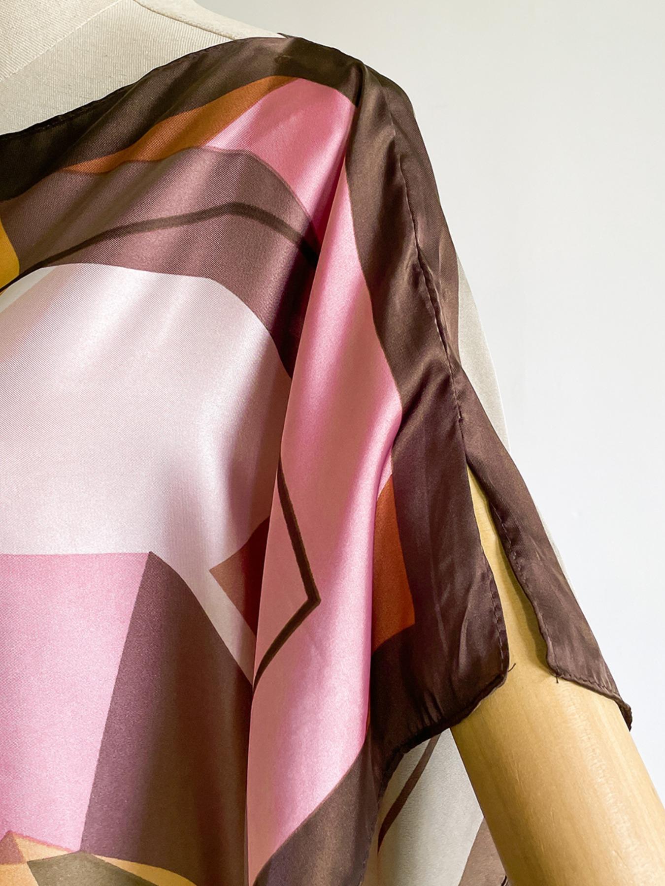 Elegant Women's Long Satin Shawl Set, Lightweight Silk Feel Boho Style Scarf, Perfect Spring & Fall Fashion Accessory, Casual Style Woven Fabric, All Season Shawl
