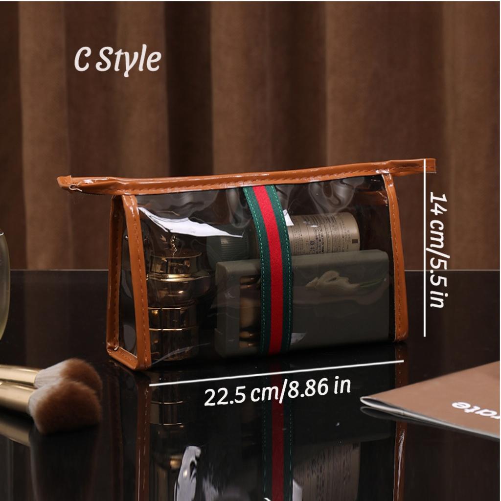 Vintage Luxury 1/6 Counts Large Capacity Transparent Makeup Bag Portable Cosmetic Storage for Toiletries & Cosmetics Multi-Functional Tote Travel Organizer