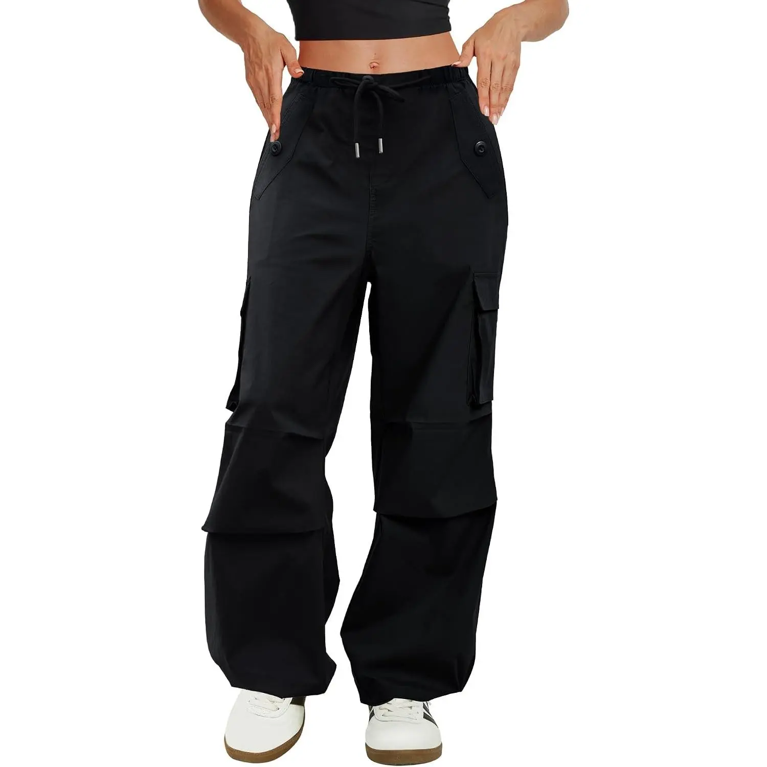 Womens Cargo Pants Parachute Hiking Pants Baggy Y2k Clothes | 4 Pockets,Waterproof,Drawstring Waistband,Drawstring Leg Opening,Perfect for Hiking,Camping,Fishing