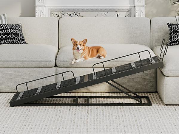 63-Inch Adjustable Dog Ramp with Safety Rails