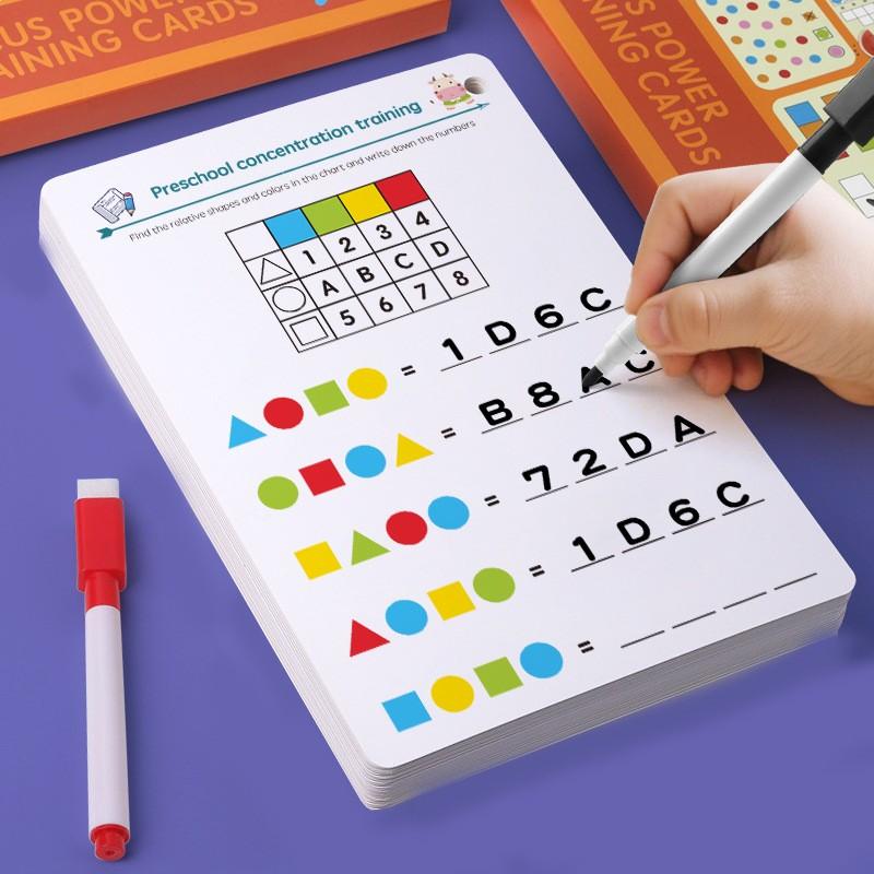 Erasable Pen Connect-the-Dots Training Cards, Erasable Pen   Eraser, Brain Training, Easter Gift for Boys and Girls, Pattern/Number/Coloronnect-the-Dots, Exercises Children's Judgment and Thinking Skills