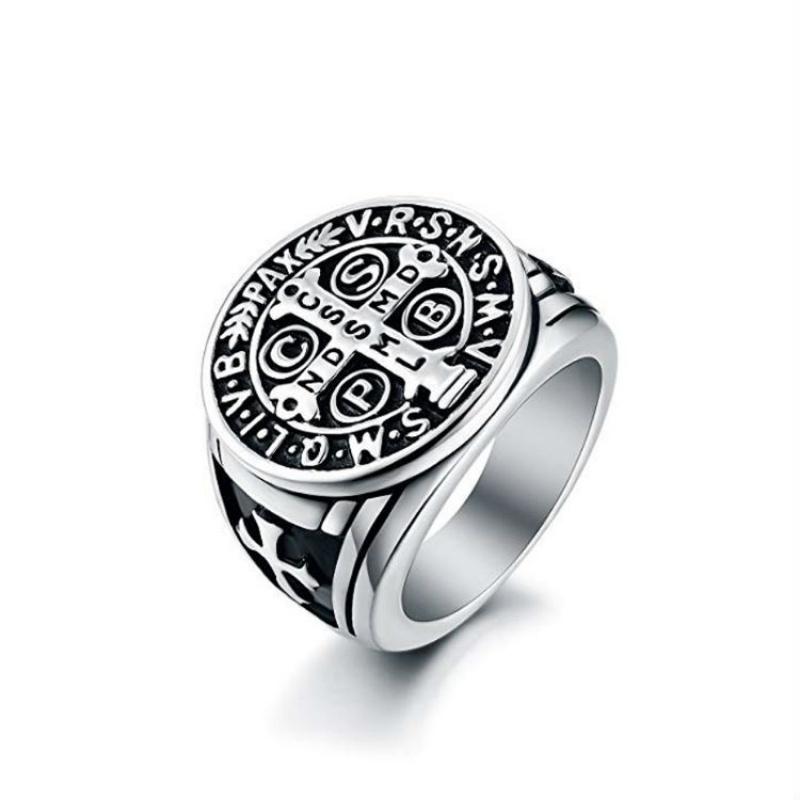 High-End Retro Punk Cross Statement Ring, Two-Tone Gold Silver Contrast Metal Cross Band, Unique Cool Street Hip Hop Decor Jewelry For Daily Party Outfit Punk Ring Cross Ring Two Tone Jewelry Statement Ring Street Accessory