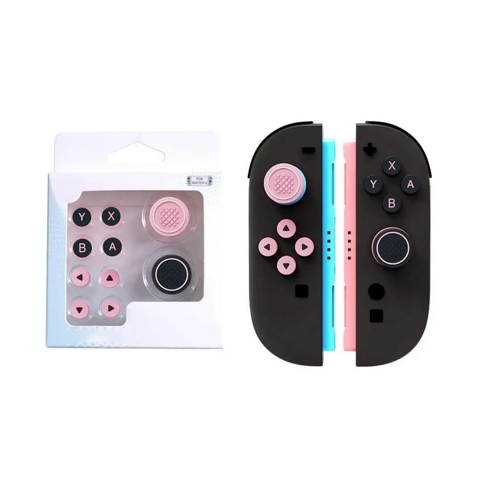 For Switch 2 Button Grips Caps Joystick Thumbsticks Cap+button Sticker Set Silicone Material Button For Switch2 Accessories