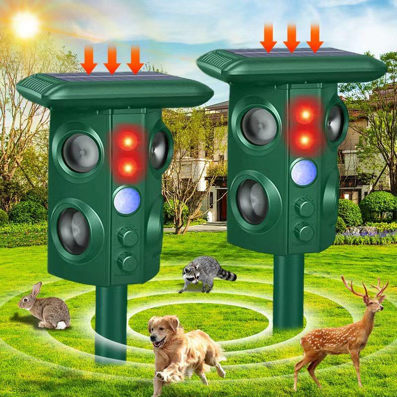 2pcs Animal Repeller Outdoor Waterproof Variable Frequency Ultrasonic Deterrent for Squirrels, Foxes, Bats, Multi-Scene Use Garden, Farm