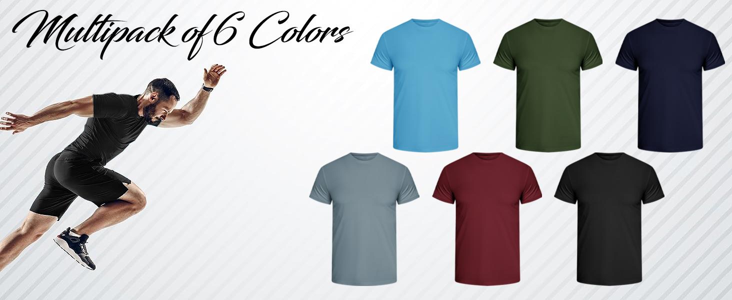 TELALEO 6 value pack Workout Shirts for Men Short Sleeve Athletic Active Tops Quick Dry Crew Neck T Shirt for Running Gym Tees gymshirts dealsforyoudays