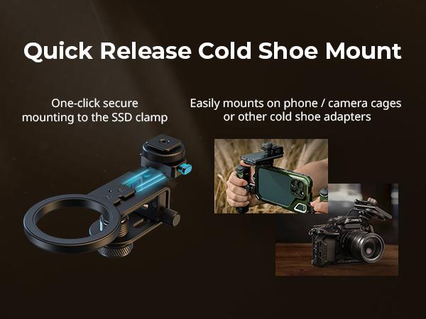 SMALLRIG SSD Holder 2-in-1 SSD Mount Bracket for MagSafe with Cold Shoe Cable Clamp, Compatible with 0.3-0.6in Thick SSDs for Samsung T5 T7 SSD, for SanDisk SSD, Compatible Cage - 4779