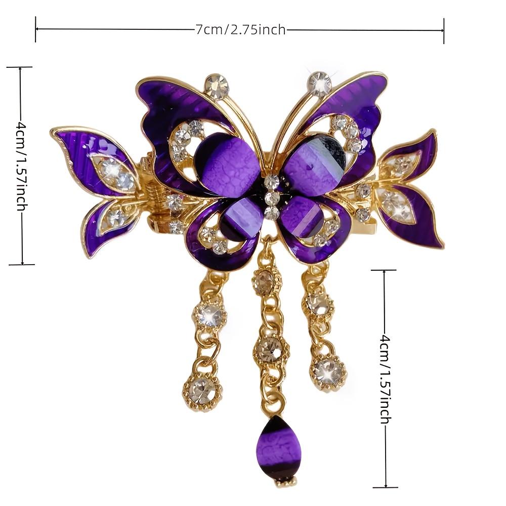 3pcs Vintage Bohemian Butterfly Tassel & Rhinestone Embellished Hair Clips - Elegant Stylish Back-of-Head Hair Accessories (Home Decor Accent Pieces) claw