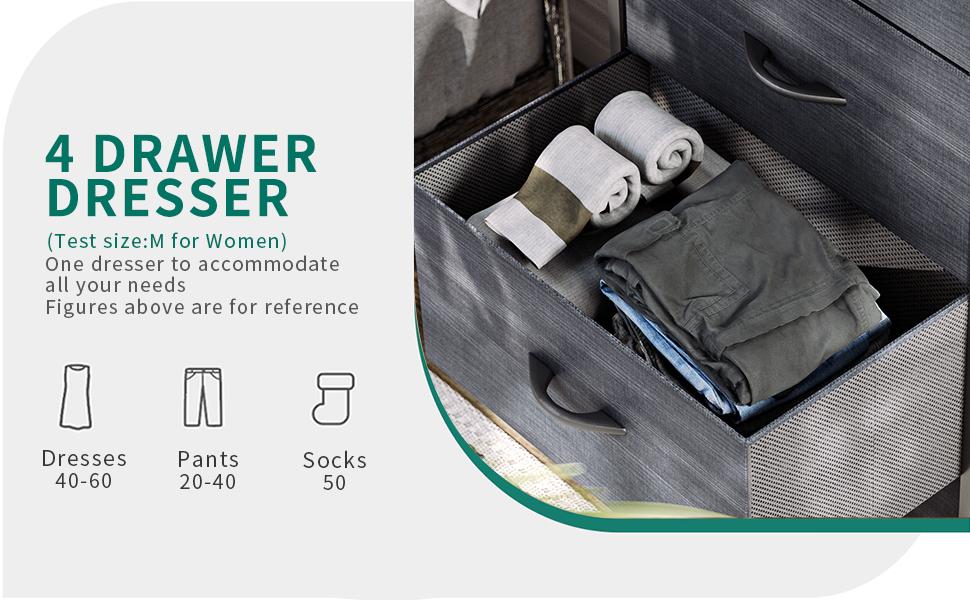 Yitahome Fabric Dresser with 4 Drawers - Storage Tower with Large Capacity, Organizer Unit for Bedroom, Living Room & Closets - Sturdy Steel Frame, Wooden Top & Easy Pull Fabric Bins Yitahome Fabric Dresser with 4 Drawers - Storage Tower with Large Capacity, Organizer Unit for Bedroom, Living Room & Closets - Sturdy Steel Frame, Wooden Top & Easy Pull Fabric Bins