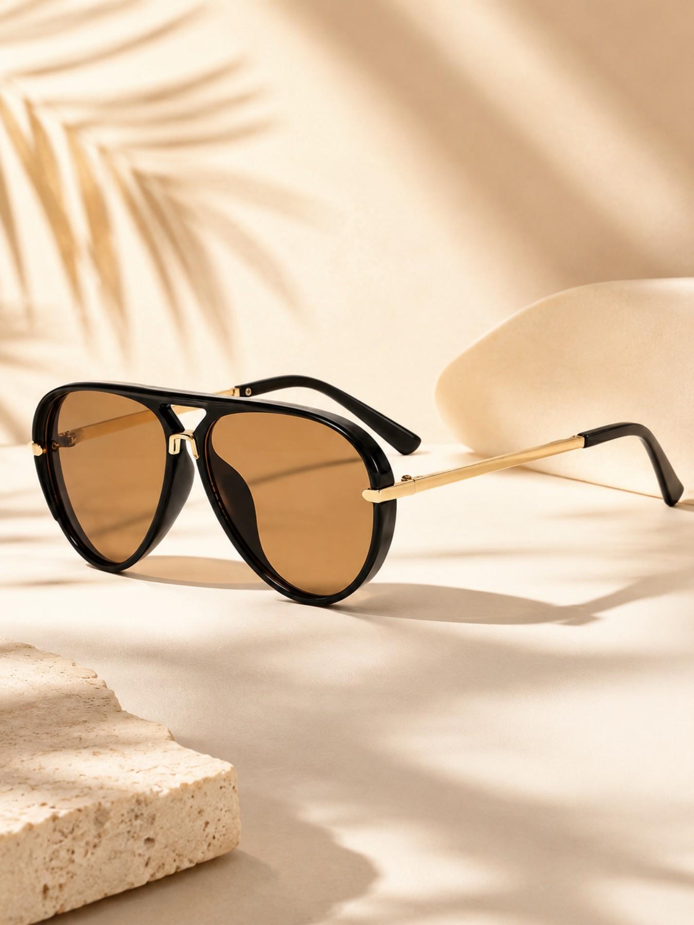 Women's Gradient Lens Aviator Sunglasses, Fashion Casual Sun Glasses, Sun Protective Sunglasses, Perfect for Daily Wear, Outdoor Activity Accessory, Summer Shades, Fashionable Sunglasses