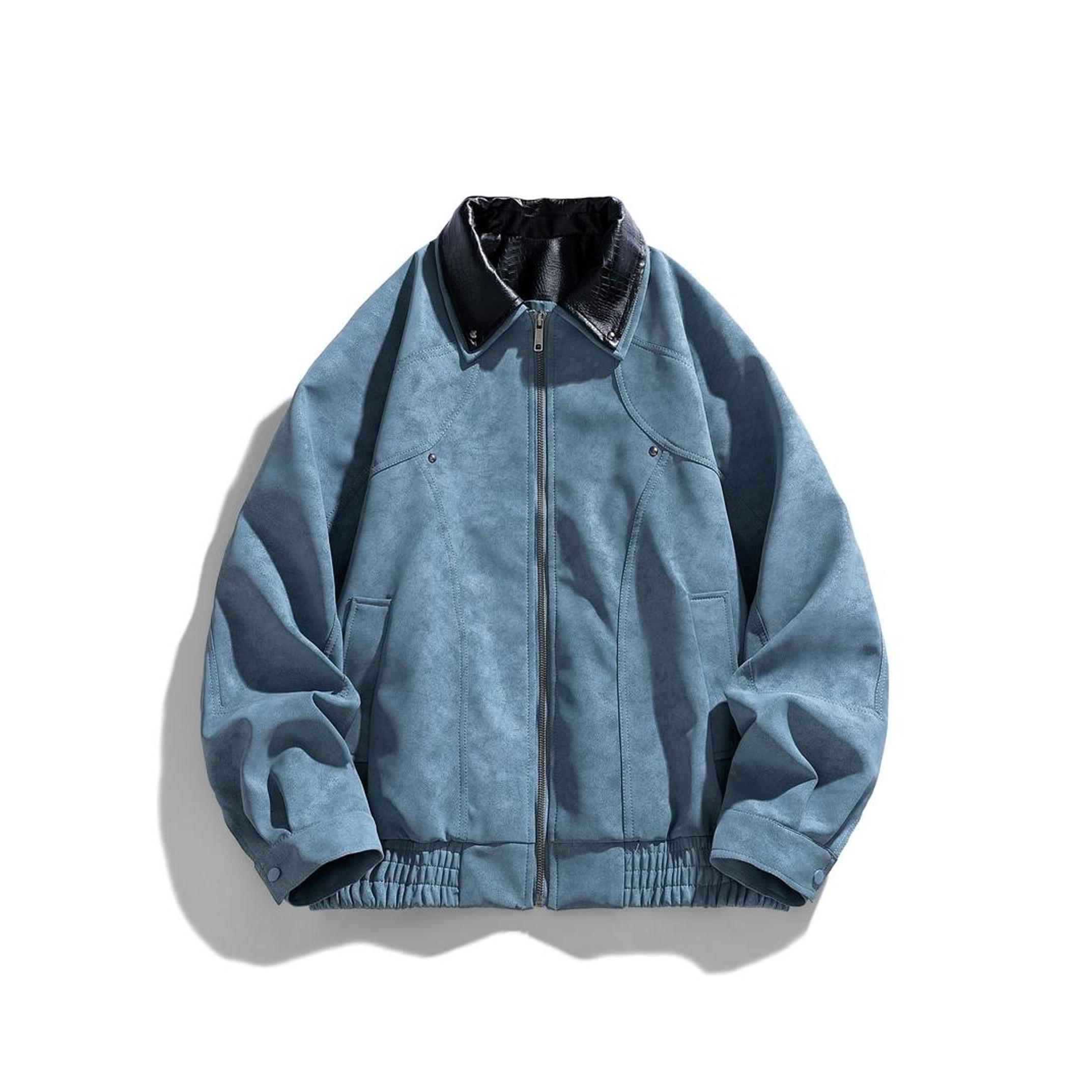 Men's Solid Color Motorcycle Jacket, Regular Fit Casual Comfy Long Sleeve Baseball Collar Outerwear for Daily Wear, Men's Clothing for Fall & Winter, Coats