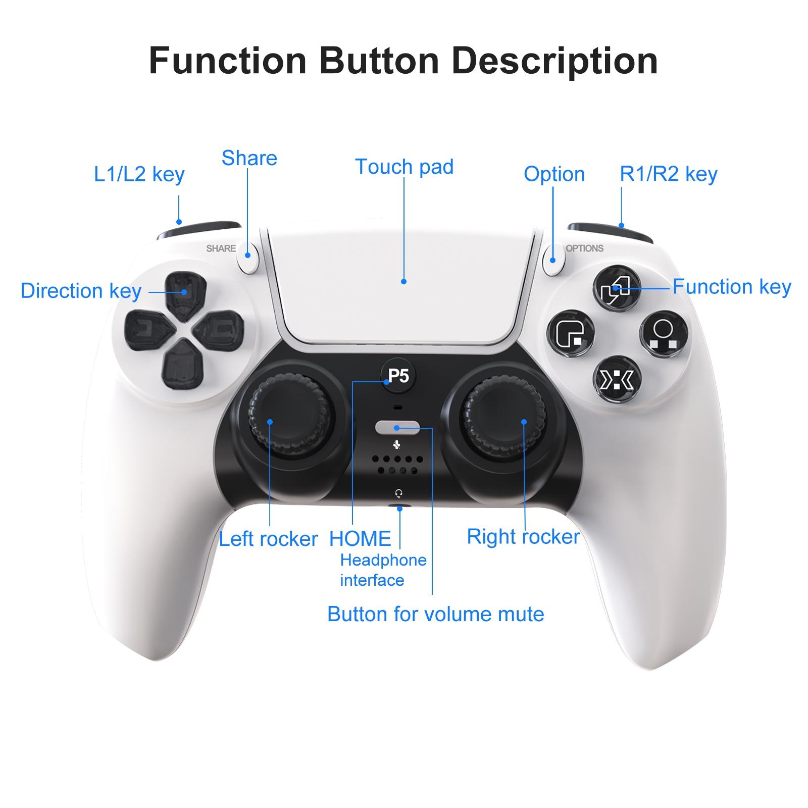 Wireless Bluetooth-compatible Game Controller for P5 Games, Hall Joystick, Dual Vibration, Headphone Jack, Ideal Gift for All Ages