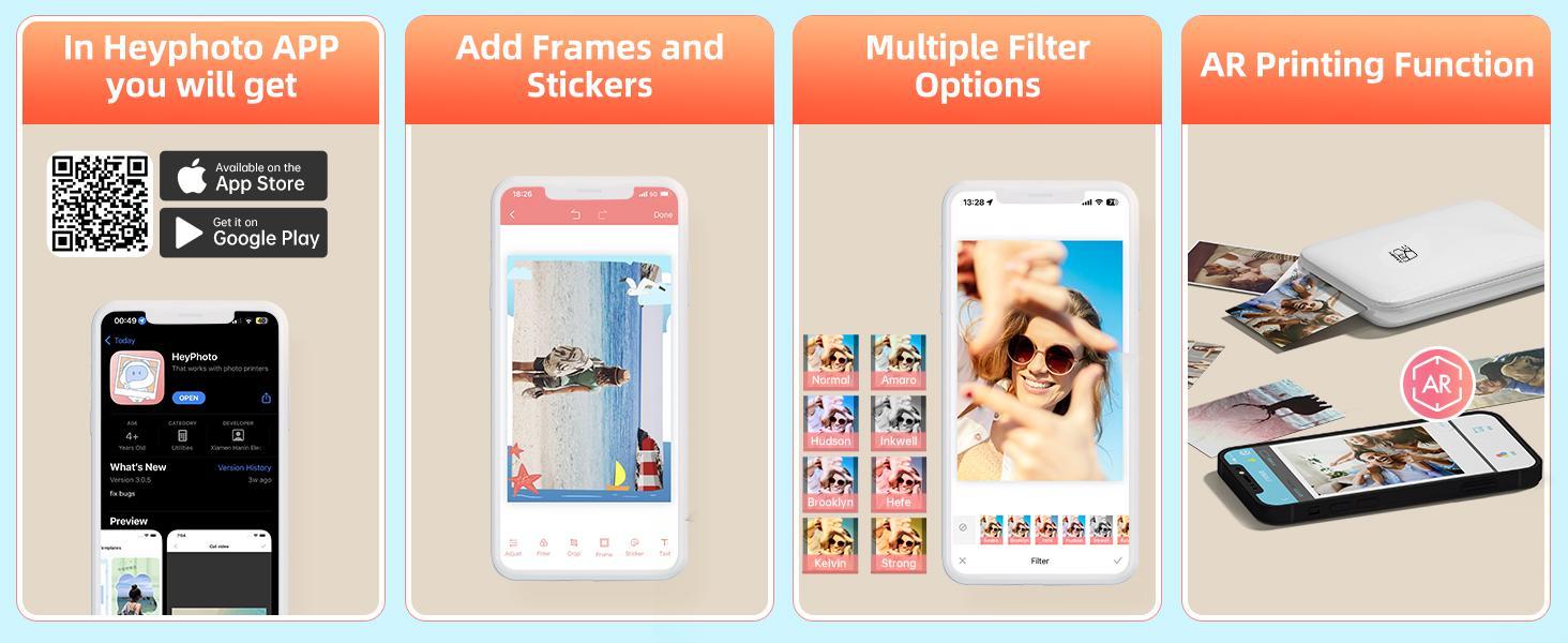HPRT Mini Wireless Portable Color Photo Printer for Smartphone, Pocket-Size, Zink 2x3 inch, Peel-Off Stickers, Bluetooth, Compatible with iOS and Android Devices HPRT Mini Wireless Portable Color Photo Printer for Smartphone, Pocket-Size, Zink 2x3 inch, Peel-Off Stickers, Bluetooth, Compatible with iOS and Android Devices