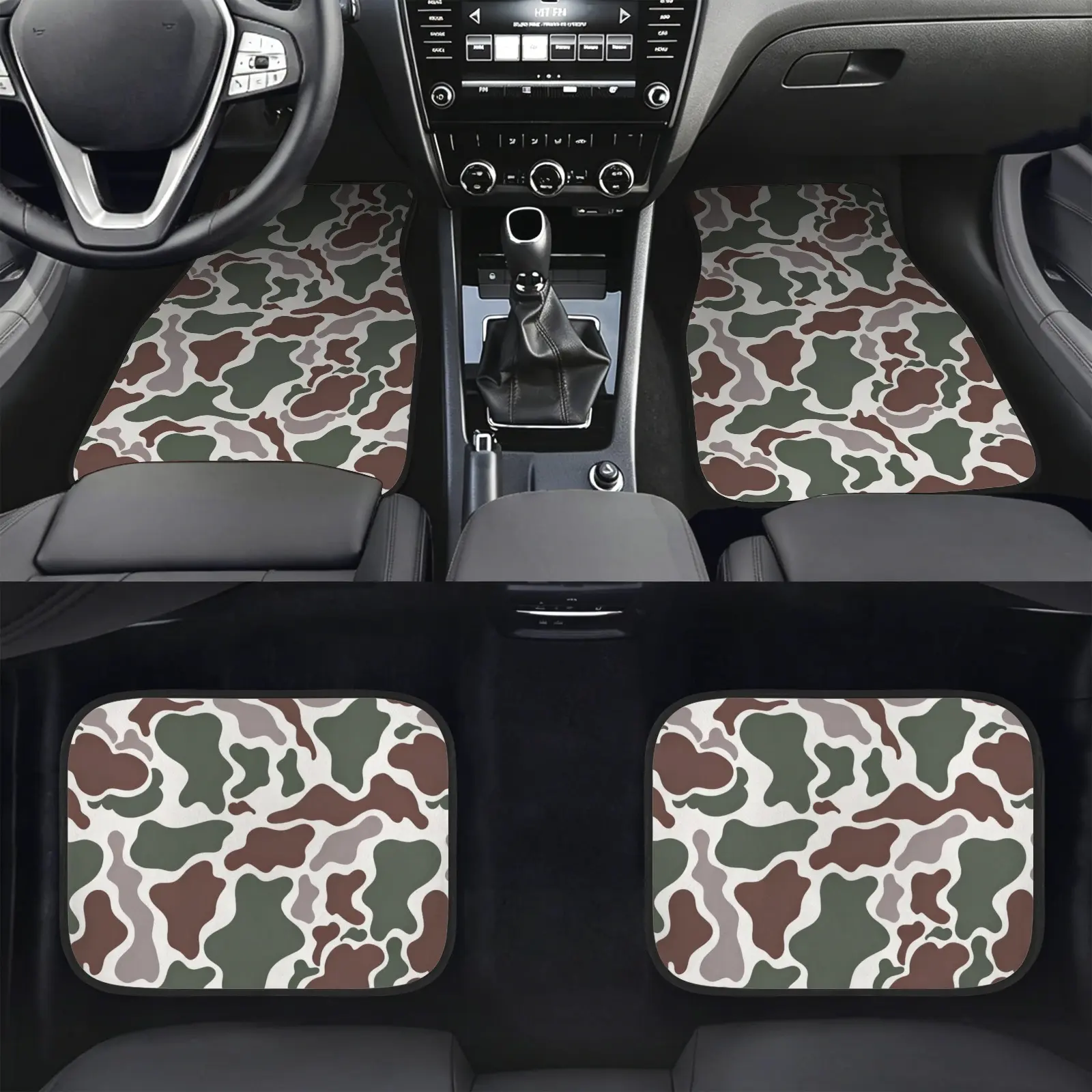 Camo Print Car Floor Mats,Classic Camouflage Print 4‑Pcs Auto Set, Tactical Military‑Style Automotive Floor Liners, Hunting & Outdoor‑Themed Vehicle Carpet, Heavy‑Duty Cabin Floor Protector, for SUV Truck Off‑Road Drivers & Outdoor Lifestyle Lovers