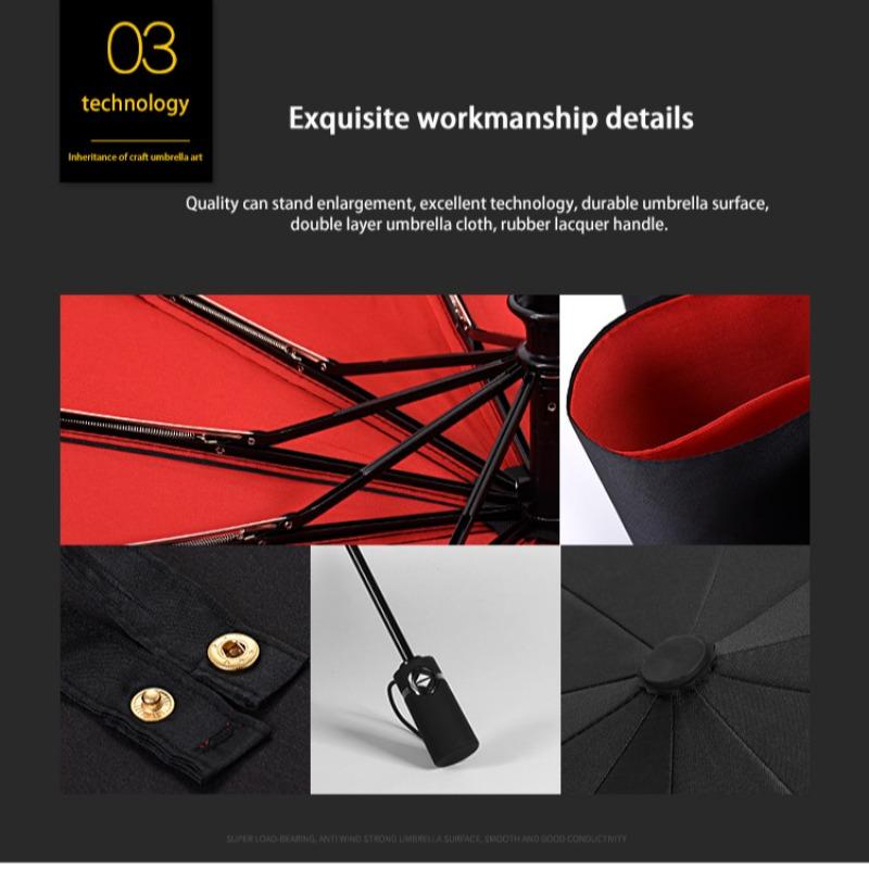 Luxury Business Umbrella, Windproof Sunscreen Folding Umbrella, Automatic Open, Double Layer 10 Rib Design, Lightweight & Portable