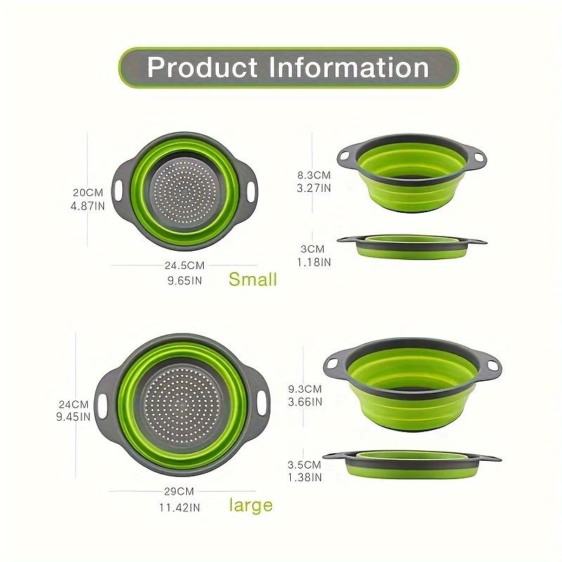 3-Pack Foldable Baskets Set, Stackable Kitchen Strainers, Space-Saving Folding Drainer, Easy Clean Home Fruit & Vegetable Basket