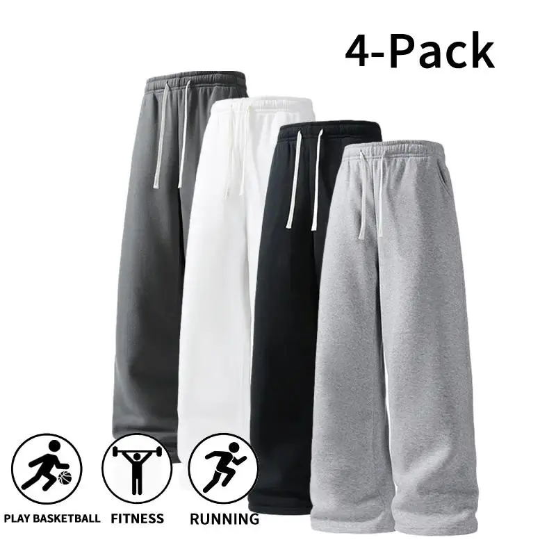 4 Pack Fall & Winter Styles Ultra Soft Wide Leg Sweatpants |   Warm & Comfortable athletic pants for basketball, running, and gym (optional 4 pack and 2 pack)