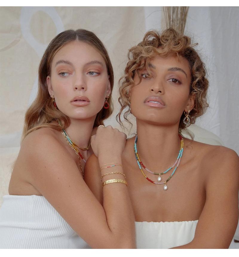 Funtopia Handmade Female Crystal Glass Necklace Pearl Summer Bohemian Multi Color Layered Chains Stainless Steel Chains Evil Eye Necklace Valentine's Day Gifts Anniversary Gifts