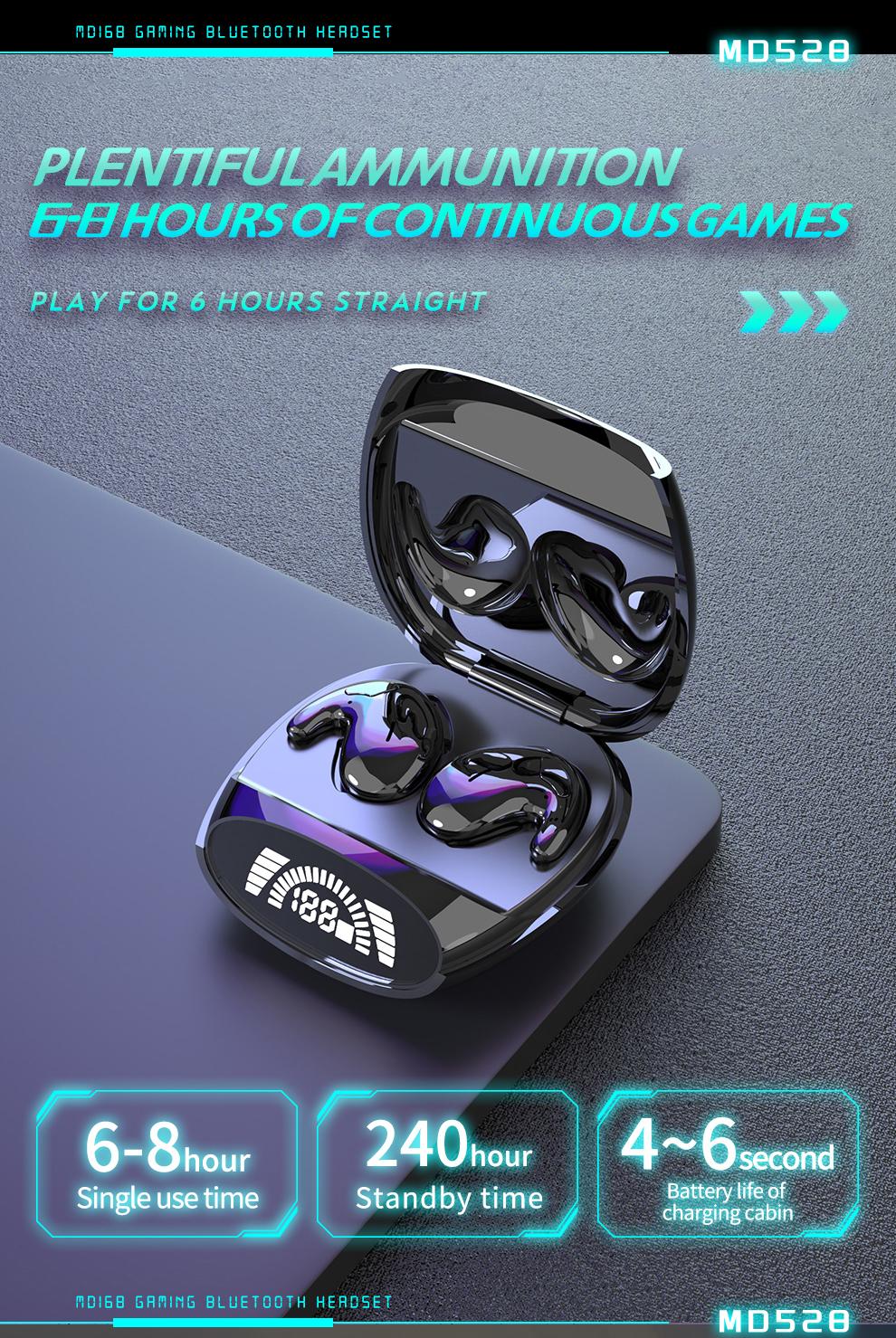 MZYMI MD528 Wireless Sleep Headphones 9D Sound Quality Noise Reduction HiFi Audio LED Digital Charging Silicone Earbuds with Mic for Sports