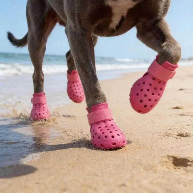4-Piece Universal Fabric Pet Paw Shoes, Anti-Slip Wear-Resistant Pet Boots with Snug Fit for Hiking, Traveling & Paw Protection