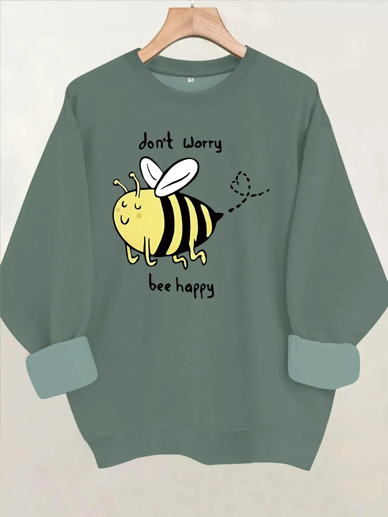 Women's Casual Bee Print Sweatshirt, Soft Long Sleeve Round Neck Fleece Pullover, Comfortable All-Season Daily Wear