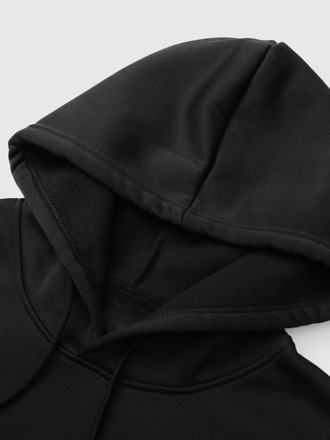 Men's Black Graphic Hooded Sweatshirt | Modern Gothic Angel Art Pattern | Loose Comfort Drop Shoulder Fit | For Gen Z Youth Streetwear Outdoor Casual Wear | Street Fashion Sweatshirt