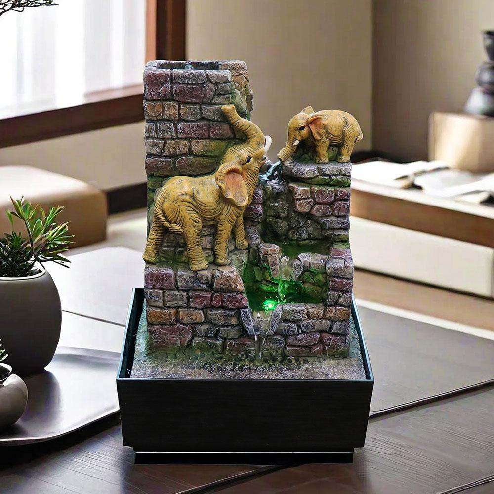 Elephant Tabletop Water Fountain | Quiet Pump | Promotes Focus, Stress Relief, Creativity,promote sleep | Reminder to Pause | Home or Desk Decor Rock mannequin head