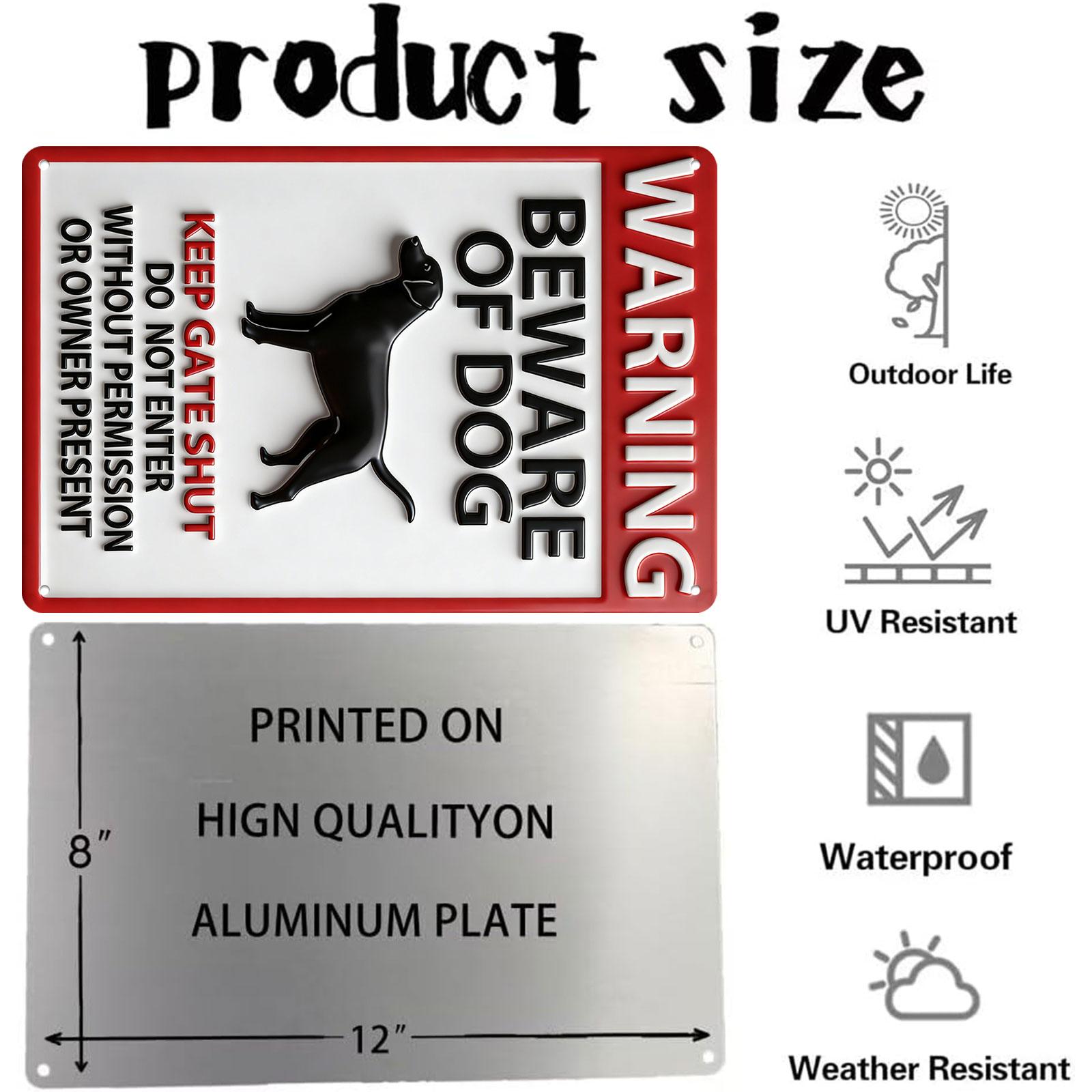 8x12 Embossed Aluminium Animal Figures Home Sign, Sturdy Weatherproof Heavy-Duty Rectangle Beware Of Dog Plaque, Bold Text Hangable Wall-Mount for Backyard Gates Outdoor Home Safety Supplies, Animal Figures Home Signs