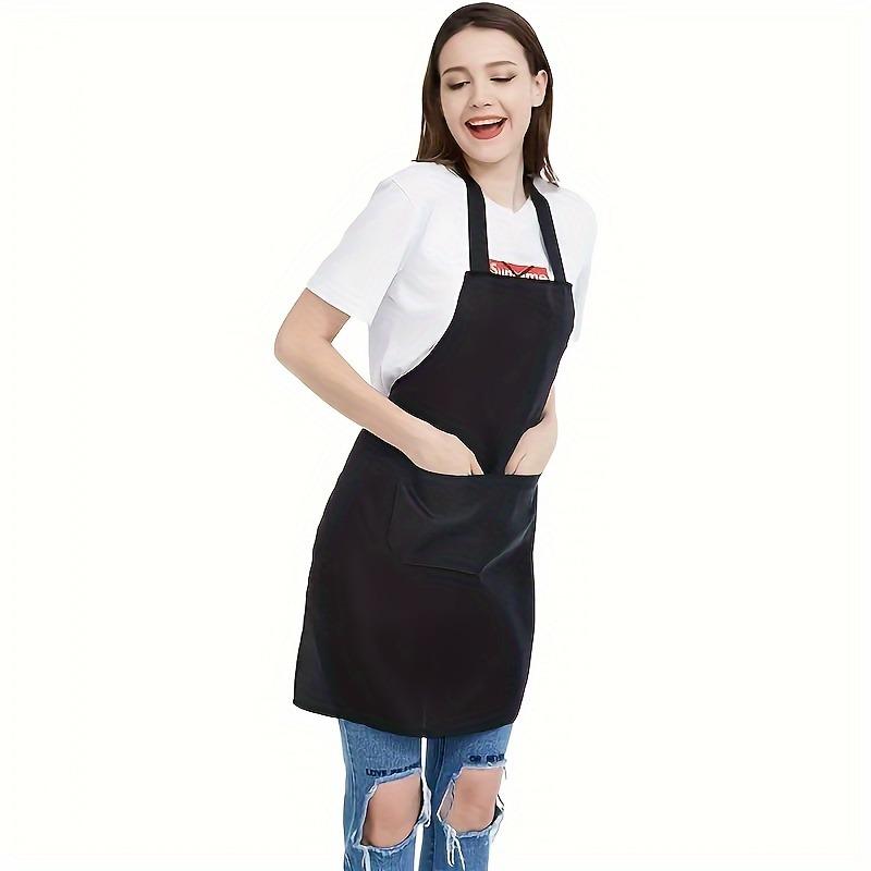 of 2 Durable Polyester Adjustable Neck Aprons with 2 Large Pockets - Neutral Color, Perfect for Cooking, Grilling, Barbecuing, Christmas Crafts, Machine Washable, Kitchen Cooking Aprons, Grilling Aprons | Adjustable Aprons | Polyester Aprons