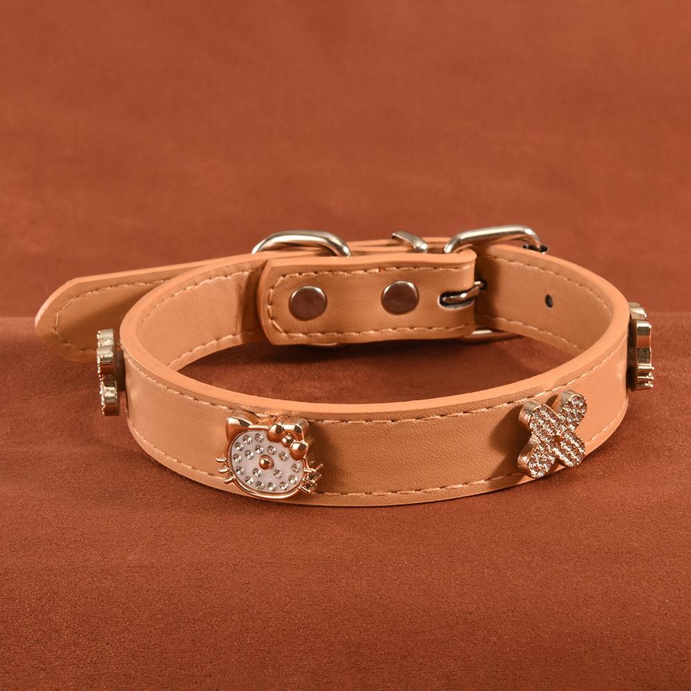 Pet Collar for Small Dogs and Cats, Leather Pearl Rhinestone Necklace, Stylish Dog Harness Accessory, Durable Pet Jewelry