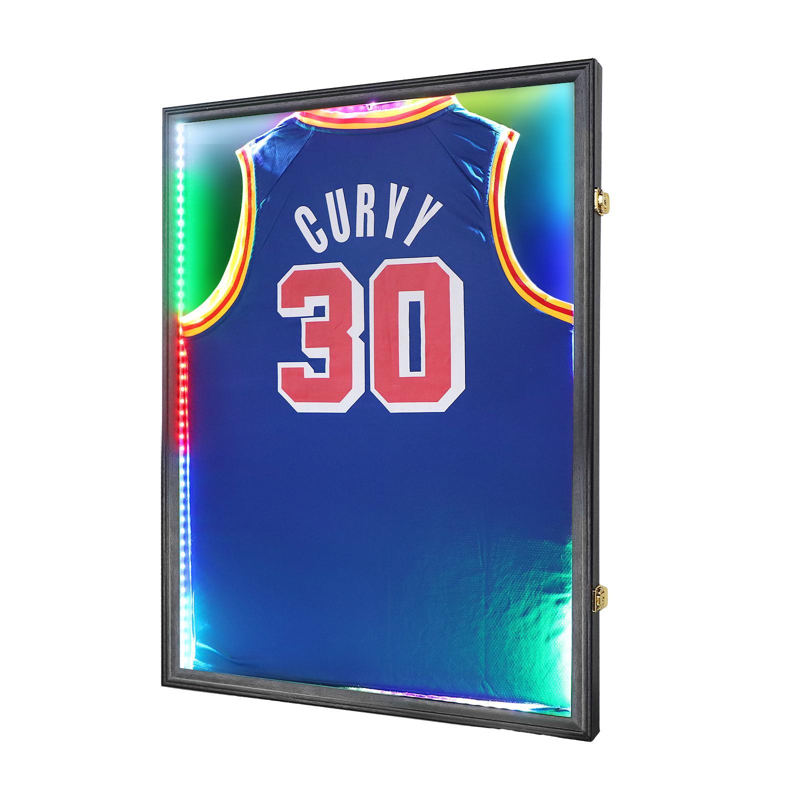 LED Jersey Frame Display Case - Jersey case with led Lights - Large Lockable Frames Shadow Box with UV Protection for Baseball Basketball Football Soccer Hockey Sport Shirt, Black LED Jersey Frame Display Case - Jersey case with led Lights - Large Lockable Frames Shadow Box with UV Protection for Baseball Basketball Football Soccer Hockey Sport Shirt, Black