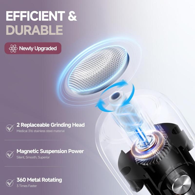 Electric Foot Callus Remover Grinder - Rechargeable Pedicure Tools Callus Remover for Feet Foot Scrubber File Foot Care with 3 Speeds 2 Stainless Nail Art Nail Cutics Cleansing White Manicure Set Long Lasting Salon Water Proof Cleanser