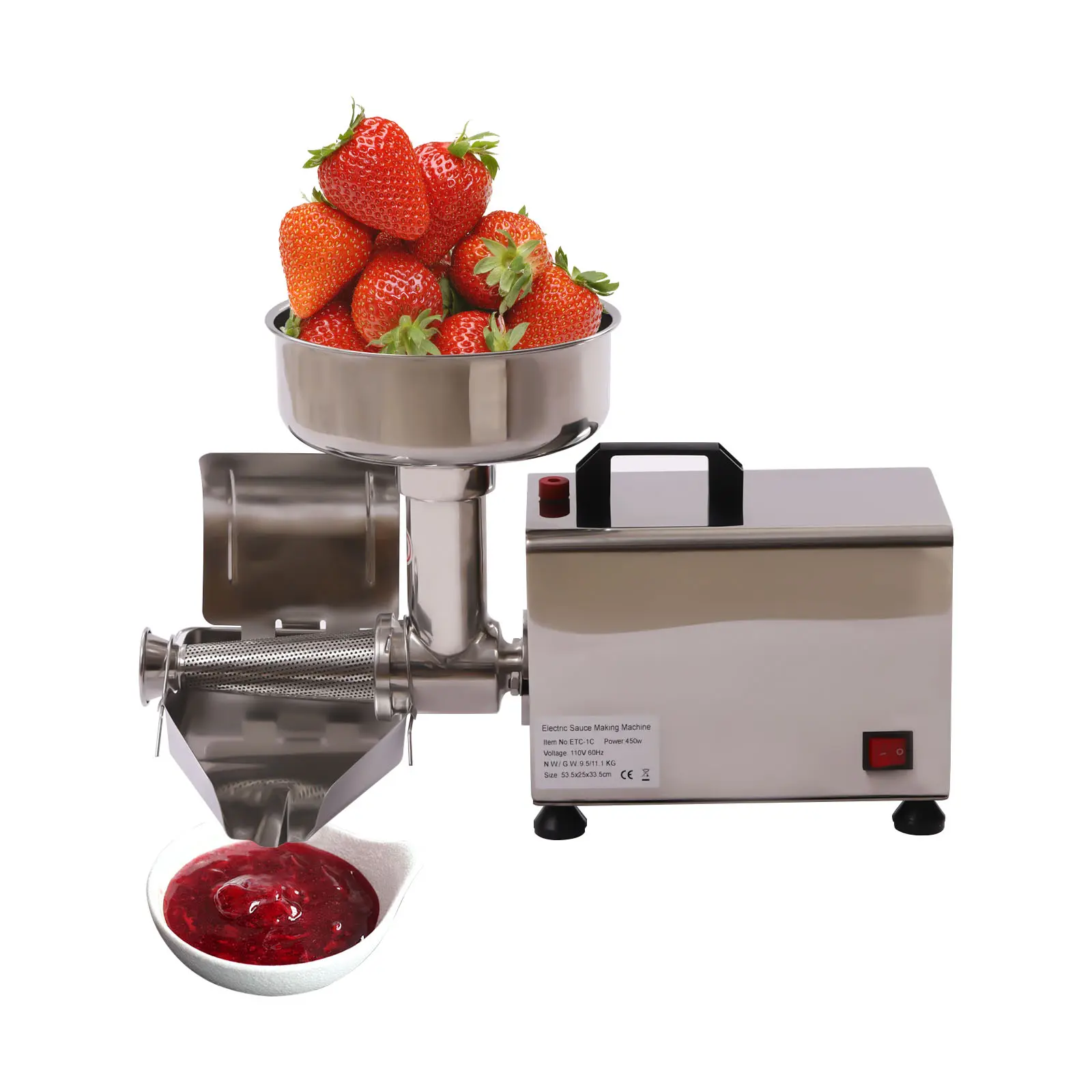 450W Commercial Sauce Maker, 304 Stainless Steel Kitchen Machine with 450w Power for Tomato Sauce, Jam & Restaurant Use