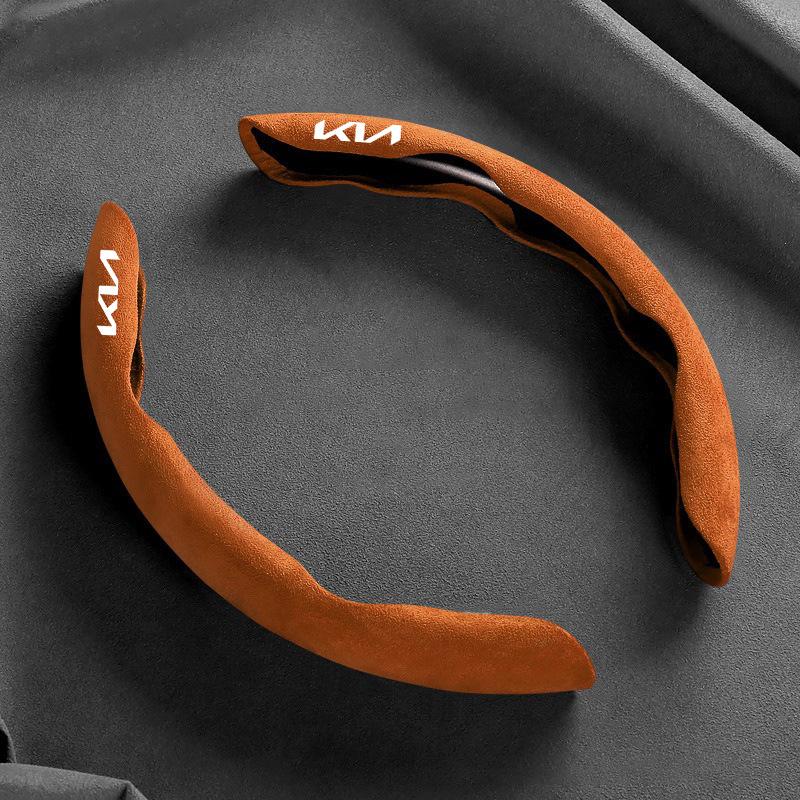 2pc Suede Universal 38CM Car Steering Wheel Cover Booster Non-slip Cover For KIA Ceed Sportage Rio Proceed K5 Optima Sedona Forte Cerato Venga, Steering Wheel Protector, Car Accessories