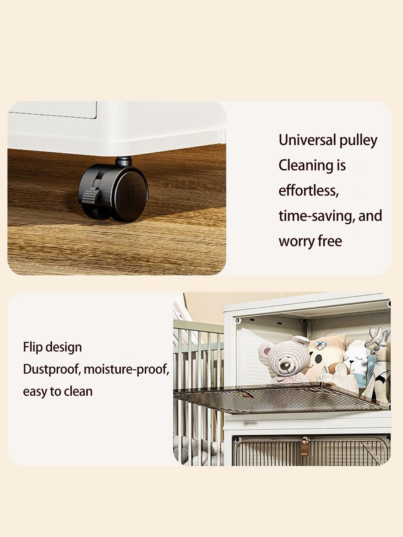 Large Capacity Foldable Storage Box, Collapsible Storage Box, Plastic Mobile Wardrobe Organizer, Clothes Sorting Cabinet, Space-Saving Design for Home Use