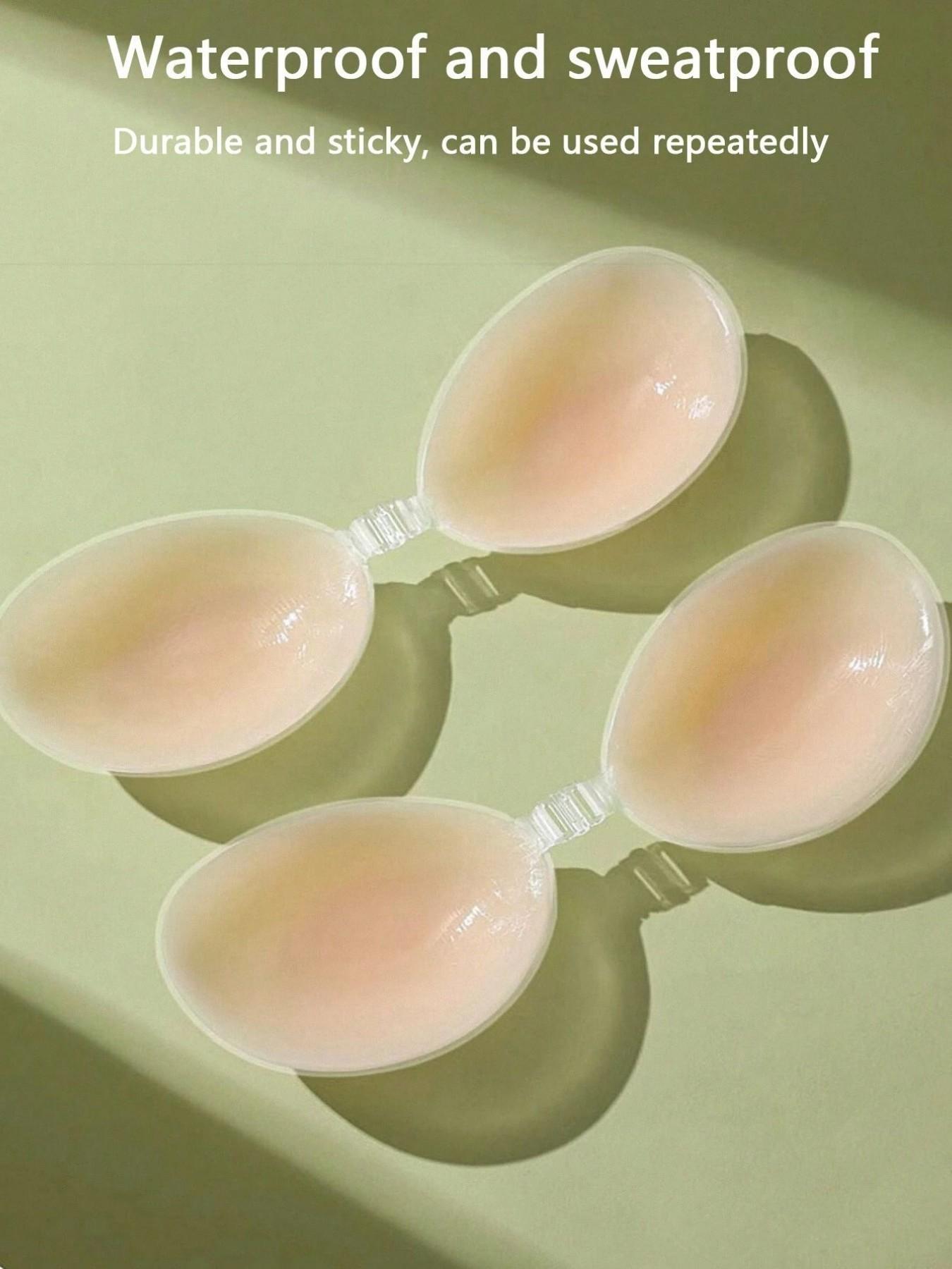 Women's Strapless Backless Adhesive Bra, Reusable Self Stick Lift Shape Bra Cups with Front Clasp, Seamless Invisible Push Up Bra for Wedding Dresses, Tops, Gowns and Special Outfits