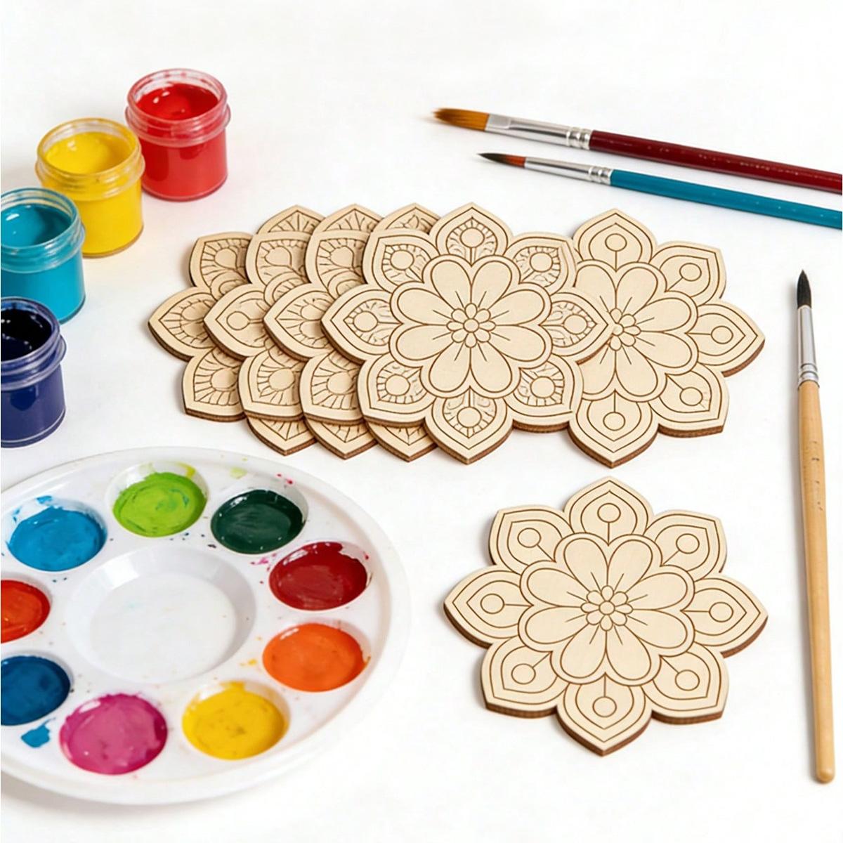 10 Wooden Petal Decorations, DIY Hand Painted, Unfinished Wood, Includes 12 Watercolor Pencils, Home Decor, Wedding, Holiday Decor