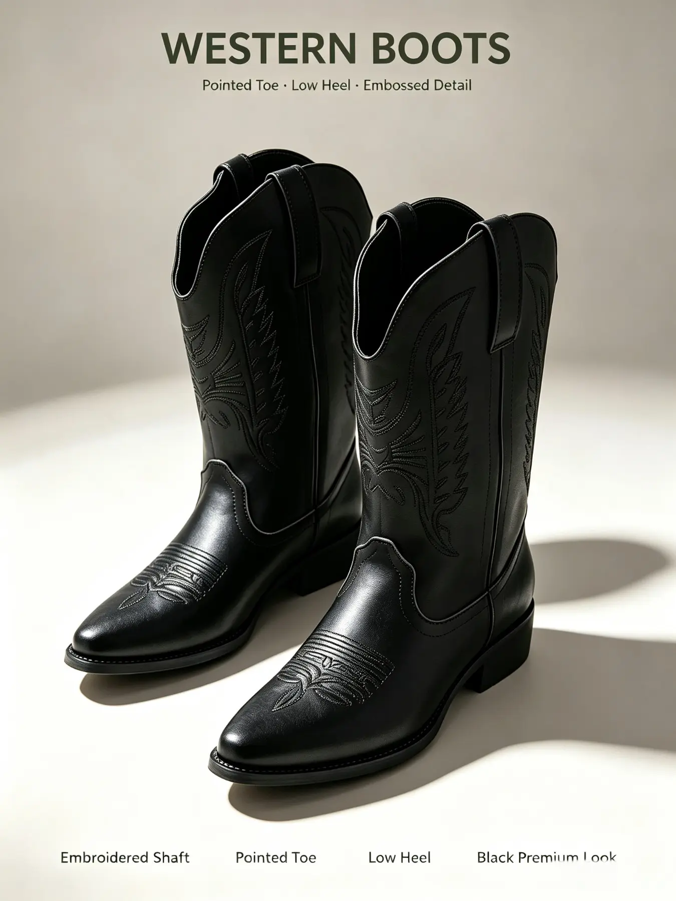 Men's Western Cowboy Boots, Comfortable Mid-Calf Design, PU Leather & Rubber Sole, Fall Winter Fashion, Streetwear Party Style