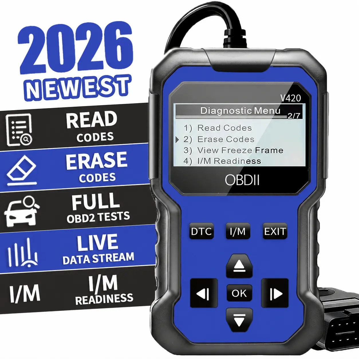 OBD2 Diagnostic Scanner, 1 Count Accurate Code Reader, Efficient Engine Light Diagnostic Aid, and Reliable Battery Voltage Tester for OBD2 - Compliant 12V Cars and Trucks Since 2003